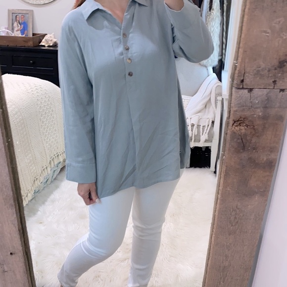 Soft Surroundings size large blue tencel tunic - Picture 1 of 8